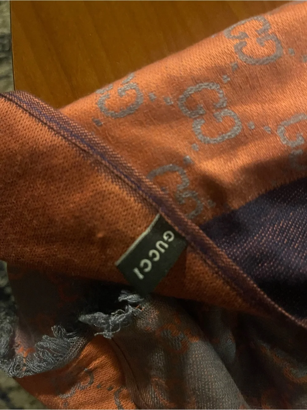 Gucci Orange Coverlet with Purple and Cream Stripe